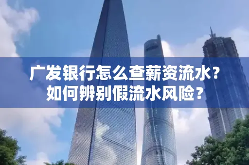 广发银行怎么查薪资流水?如何辨别假流水风险?